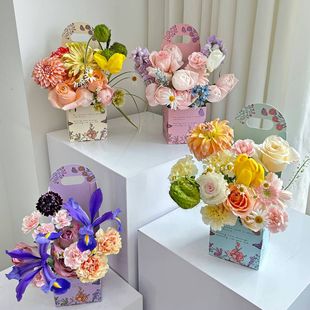 Mother's Day Flower Box Portable Flower Bag 520 Flower Basket Paper Flower Bag Salon Flower Box Flower Packaging Gift Box
