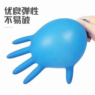 Yingke Disposable Ding Qing Gloves Food Grade Blue Thickened Oil-Proof Wear-Resistant Baking Cleaning PVC Nitrile Gloves
