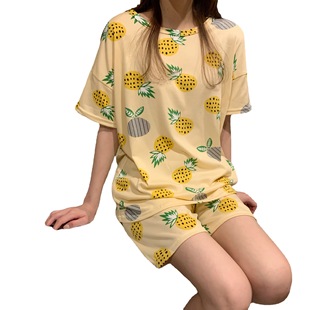 Pajamas Women's Summer Loose Plus Size Sweet Cute Short Sleeve Shorts for Students Korean Style Outwear Home Clothes Suit