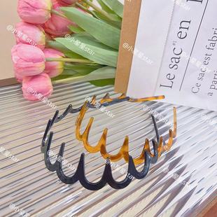 Wave headband! Sweet New Style Face-washing Non-clamping Fluffy Texture Toothed Comb Non-slip Design Sense Headband