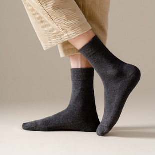 Quality Autumn and Winter Socks Men's Socks Thickened Solid Color Towel Bottom Men's Cotton Socks Handmade Boneless Foundation Mid-tube Socks