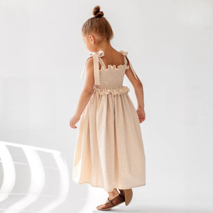 2025 ins Russian Summer Cotton Girls' Sling A- Line Skirt Lace for Temperament dress in stock