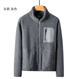 Autumn and winter new lamb fleece coat for men and women with stand collar fleece coat thickened warm polar fleece couple cardigan