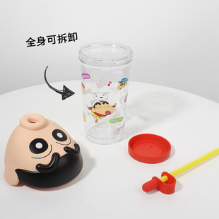 Sanfu crayon small new cup 500ml high color value plastic sippy cup large capacity fashion tritan water cup
