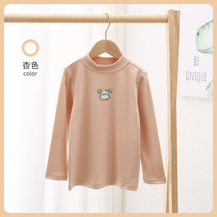 Welfare autumn and winter new children's warm top boys and girls de Velvet half turtleneck long sleeve T-shirt children's bottoming shirt