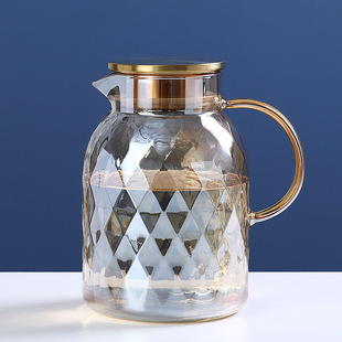 Light Luxury Style Advanced Sense Champagne Color Glass Water Kettle Household Hospitality Large Capacity High Borosilicate Water Kettle Tea Cup Set