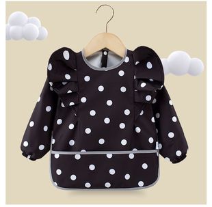 Baby Button Cover Coat Spring and Autumn Thin Long-Sleeved Waterproof Retro-Dressing Baby Feeding Coat Girl's Korean Style Outer Wearing Western Style