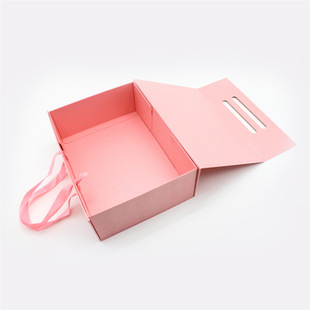 Cross-border packaging portable folding magnetic suction packaging box products clothing flip manufacturers scarf pink gift box