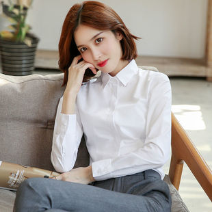 2025 Spring and Autumn New White Shirt Women's Long Sleeve Professional Formal Interview Work Clothes Black Short Sleeve Thin White Shirt