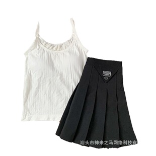 New Pure Spice Girl Lace Stitching Camisole Women's Summer Slim All-match Top with Chest Pad Factory Outlet