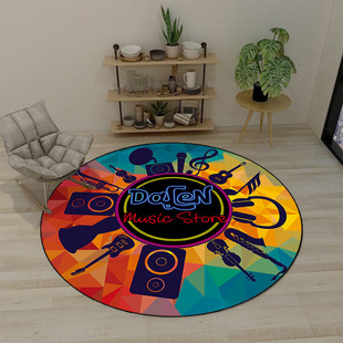 Flannel Round Carpet Foot Mat Household Simple 3D Carpet Mat Hanging Basket Rotating Seat Mat Ice Fire Note Mat