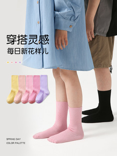 Children's socks wholesale 2024 spring and summer new candy color double needle girls' socks cotton boys' and girls' baby socks