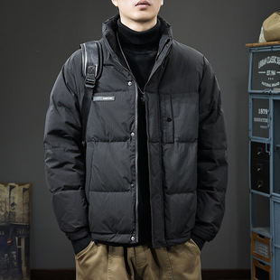 Winter American Style Retro White Duck Down Jacket Men's Trendy Brand Collar All-match Casual Jacket Loose Warm Bread Suit