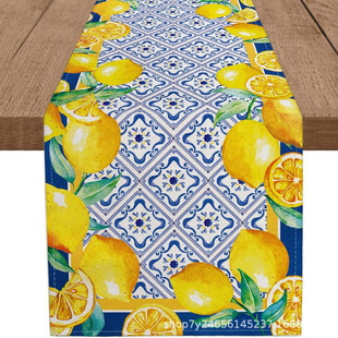 Amazon Summer Ice Cream Fruit Pattern Printed Anti-Stain Non-Slip Tablecloth Holiday Dinner Party Decorations