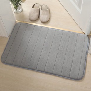 Cross-border Solid Color Coral Fleece Striped Quilted Floor Mat Bathroom Door Mat Flat Embossed Sponge Absorbent Door Mat