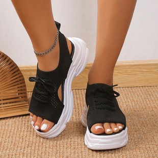 2025 spring and summer new foreign trade in stock fashion casual thick-soled sandals Korean-style platform bottom lace-up women's sandals