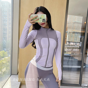 Q3P autumn and winter stand collar sports coat women's tight fitness clothing top running long sleeve tight zipper yoga clothing outside