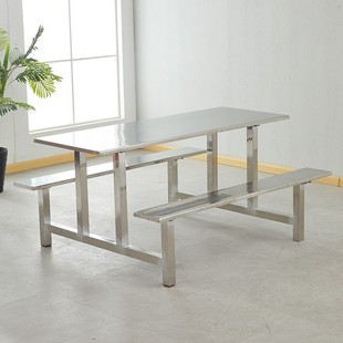 School stainless steel conjoined canteen dining table and chair combination student 468 staff dining hall stainless steel fast table