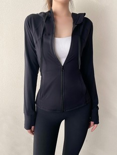 Yoga Clothing Coat Spring and Autumn Hooded Women's Jacket Elastic Slim-Fit Slimming Sports Zipper Sports Fitness Long Sleeve Top