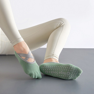 Professional Yoga Socks Women Non-slip Short Tube Sports Invisible Boat Socks Cross Strap Trampoline Pilates Sweat Absorbing Thin