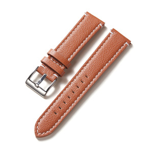Spot explosions smart quick release litchi pattern soft leather cowhide strap square hole wholesale 18-22mm