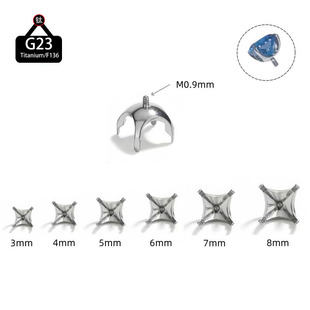 Manufacturers produce G23 titanium alloy round bottom rose cut four-claw ear nail lip nail ear nail empty holder internal thread fittings