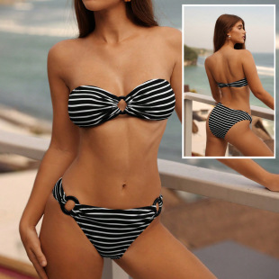 Новая внешняя торговля бикини сексуальная мода полосатый купальник трип bikini трансграничный Amazon черно-белый купальник
