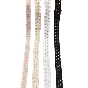 Korean style Chanel style 1.2CM polyester cotton double beads jump point gold thread flat belt clothing accessories shoes, hats, bags and other woven belt