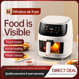 Cross-border wholesale air fryer visual multifunctional 5L large capacity household intelligent electric oven potato chip machine electric fryer