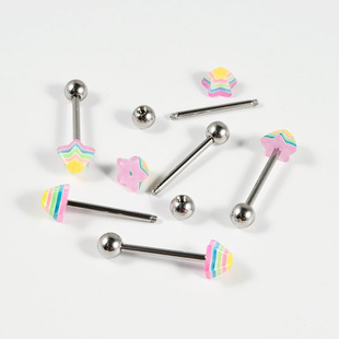 Wholesale factory direct Amazon explosions color resin five-pointed star love tongue nail nail nail puncture jewelry wholesale