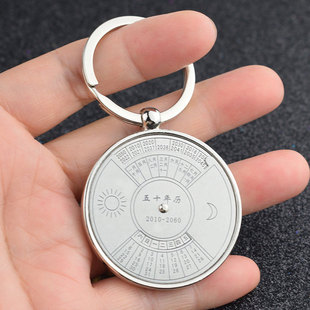 Personalized metal English compass perpetual calendar key chain pendant personalized creative key chain pendant advertising gifts