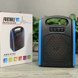 Открытый портативный 6102 Bluetooth-динамик портативный сабвуфер Подарочный завод прямой с микрофоном квадратный танцевальный динамик синий