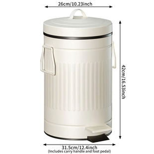 Cross-border Round Roman Pattern Thickened Garbage Bin Ivory White Household Silent Slow-down Pedal-type Cleaning Bucket with Lid