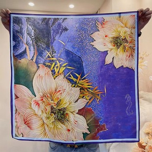 70*70 Small Square Scarf Women's South Korea Ins Scarf Four Seasons Neck Protection Scarf Decorative Autumn and Winter All-match Small Silk Scarf Shawl