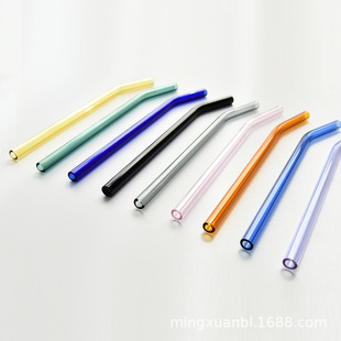 Factory direct glass straw transparent color high temperature resistant straw creative milk tea drink glass straw