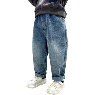 Boys' Green Label Jeans 2024 Spring and Autumn New Children's Western Style Casual Pants Small and Medium-sized Children's Foreign Trade Pants