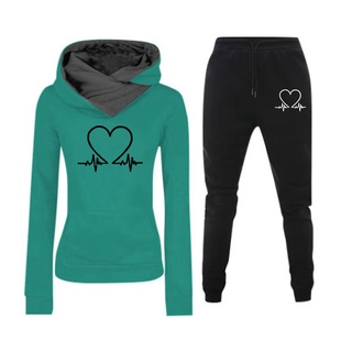 Casual Sportswear suit Heartbeat Frequency Printed Women's Hoodie Sweater suit Trendy New Spring Autumn Winter