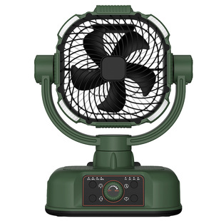 2025 cross-border new outdoor fan illuminable shaking head portable LED ceiling fan rechargeable outdoor camping fan
