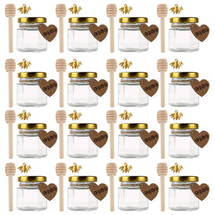 Sealed 45 Hexagonal Glass Honey Jam Bird's Nest Bottle Canned Pickles Try small size Honey Sub-packed Glass Bottle