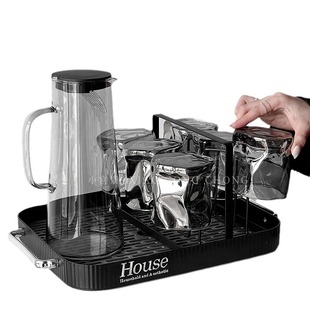 Light Luxury Glass suit Household High-end Sense Water Cup Drain Plate Simple Modern Cold Water Bottle Tea Cup Hospitality Cup