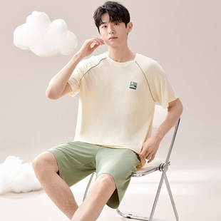 [Cool Feeling] Modal Summer Pajamas Men's Short-Sleeved Thin Teenagers Can Wear Home Clothes Set in Summer