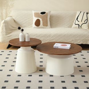 Cream Style Nordic Style Apartment Coffee Table Living Room Household Small Apartment Simple Homestay Coffee Table Martini Round Small Coffee Table