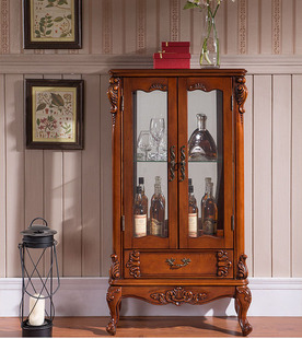 American Solid Wood Double Door Wine Cabinet High Side Cabinet Decorative Cabinet Quality Red Wine Rack Sideboard Storage Cabinet Display Display Cabinet