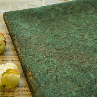 Vintage Green Floating Flower Embossed Jacquard Fabric New Chinese Style Vest Heavy Industry Dress Yarn-dyed Decorative Bag Fabric