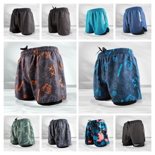 Swimming trunks men's anti-embarrassment double-layer beach swimming hot spring men's professional boxer loose quick-drying short swimming trunks