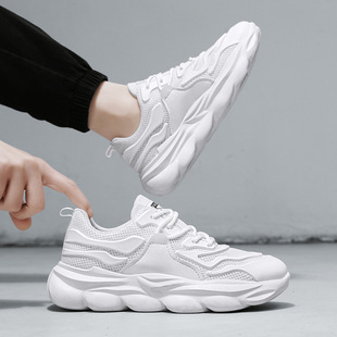 Summer Men's Shoes 2024 New Spring Black Heightened Casual Torre Shoes Flying Mesh Lightweight Thin sneaker