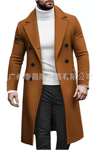 AliExpress Amazon трансграничная внешняя торговля популярная мужская шерстяная длинная верхняя одежда двубортная мужская верхняя одежда верхняя одежда в британском стиле