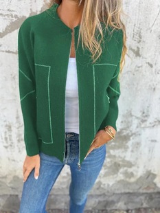 2025 independent station foreign trade AliExpress_autumn and winter casual zipper solid color explosions jacket