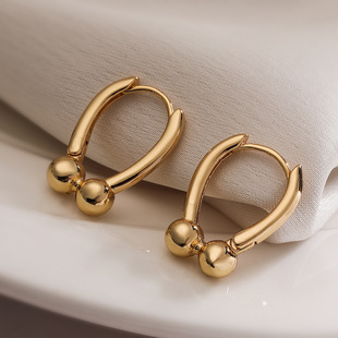Australia Ancient Europe and America Simple Personalized Irregular Geometric Earrings Women's INS Niche Light Luxury Copper Plated Gold Glazed Earrings