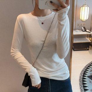 2023 Fashion Autumn New Long-sleeved T-shirt Women's Slim-fit Slimming Solid Color All-match Long-sleeved Elegant Base Shirt Top